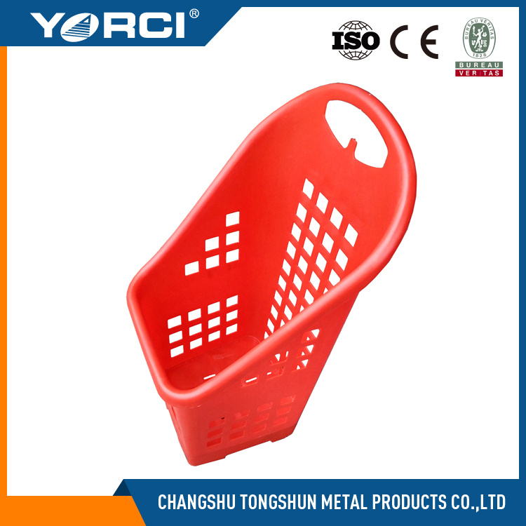 2017 New Style Most Popular Supermarket Plastic Basket with 4 Wheels
