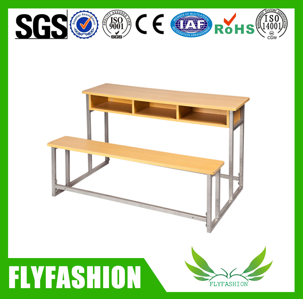 Wooden Double Chair and Desk School Furniture for Sale (SF-39D)