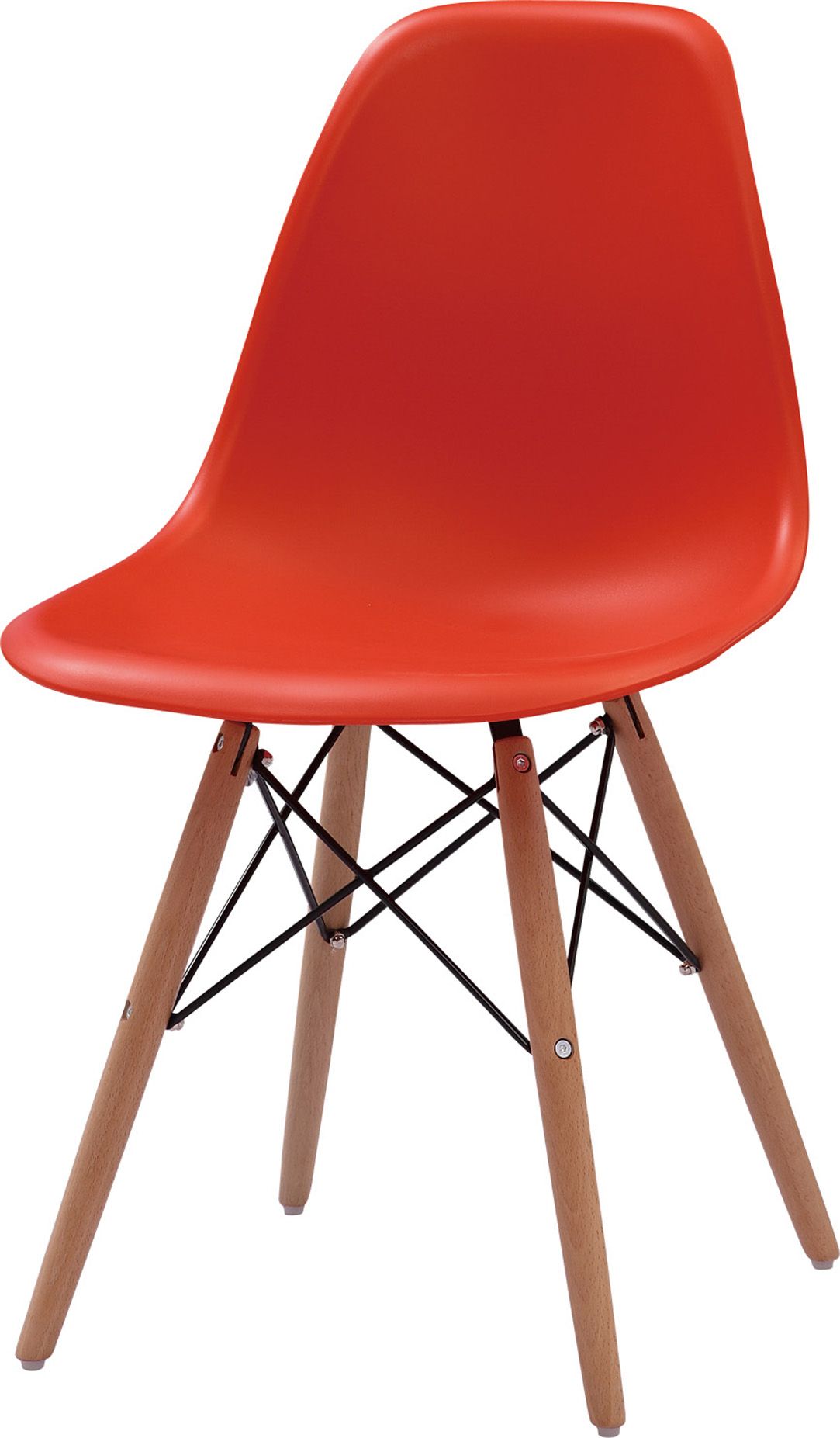 Eames Chair Eames Side Chair Red Seat Natural Wood Legs Eiffel for Dining Room Molded Plastic Seat Dowel Leg