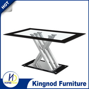 X Shape Chromed Dining Room Table Dining Set