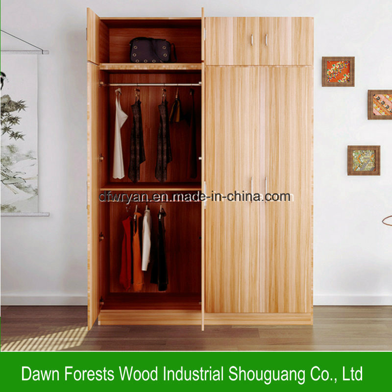 Bedroom Furniture Melamine Panel Four Doors Wardrobe Cabinet