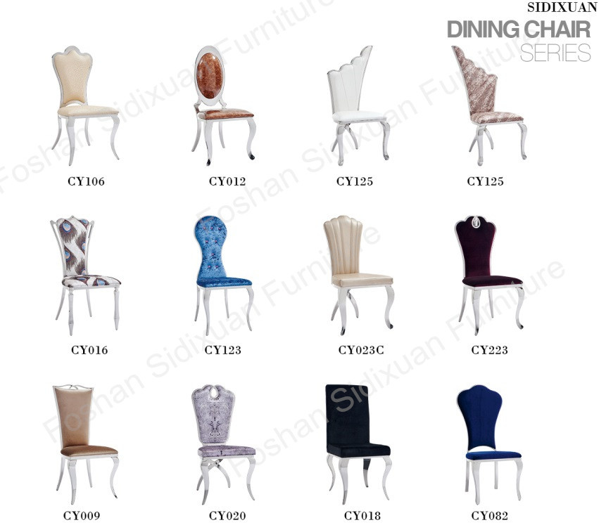 Wholesale Modern Luxury Leather Fabric Stainless Steel Hotel Dining Chairs