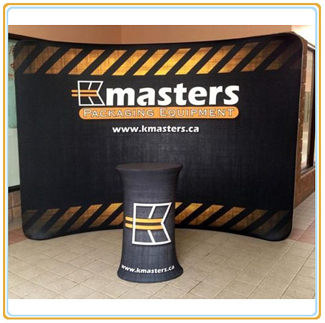 Portable Fabric Promotion Counter with Oval Tabletop