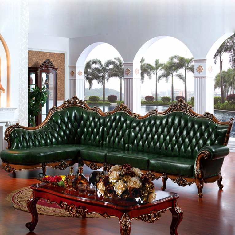 Antique Leather Corner Sofa for Home Furniture (803)