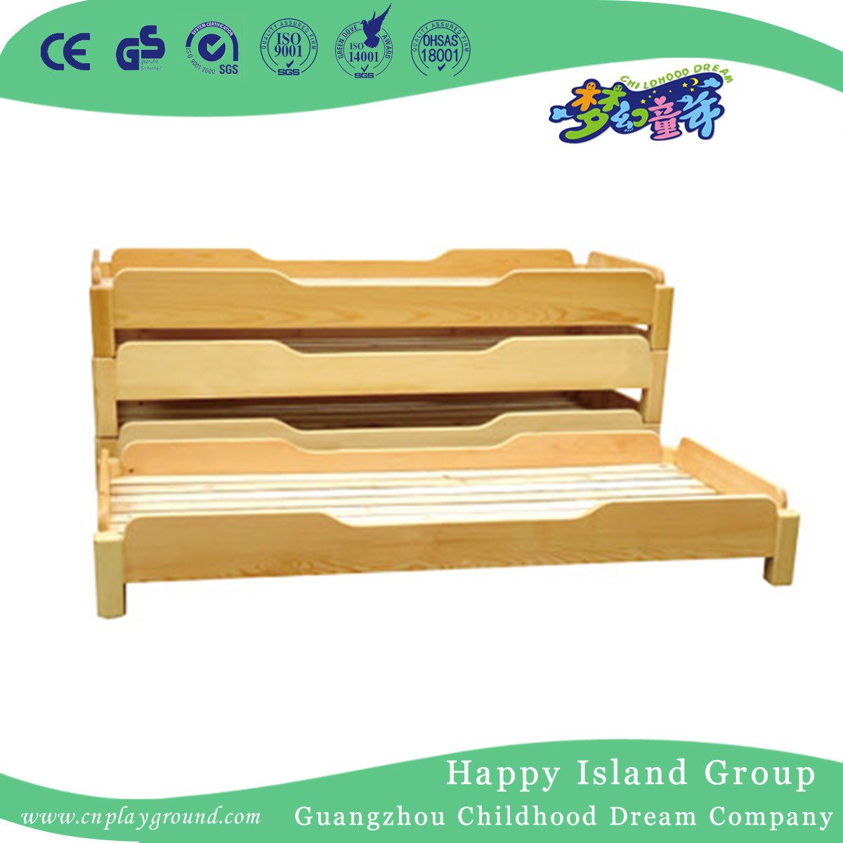 Preschool Wooden Convertible Portable Bed for Toddler (HG-6405)
