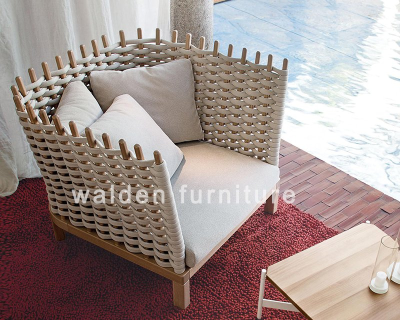 2018 Walden Luxury Wood Rope Weaving Garden Outdoor Sofa/Lounge/Chair
