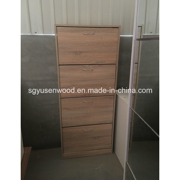 Four Doors Wood Grain Color Shoe Cabinet