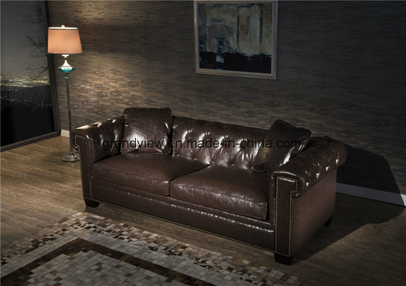 Chesterfield Deep Button Tufted White Genuine Leather Contemporary Sofa 3 Seat