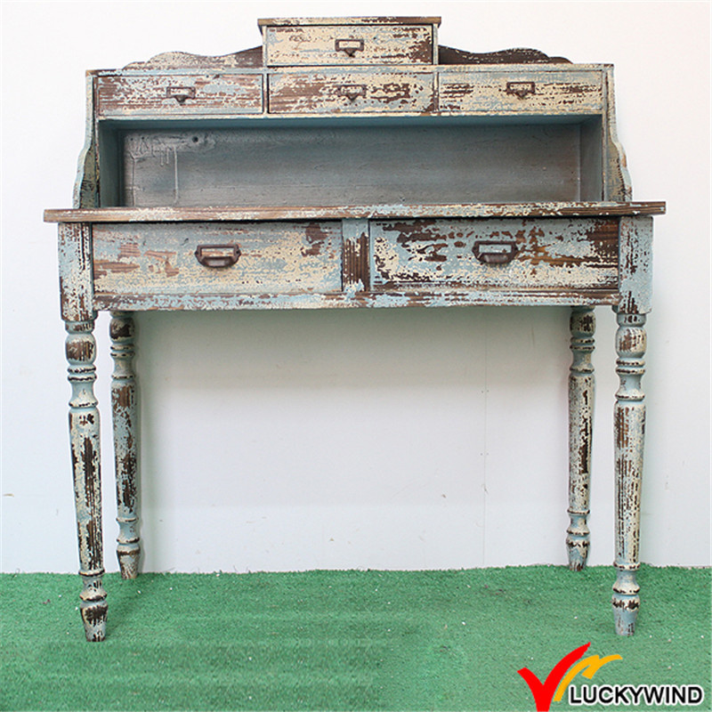 Handmade Indoor Distressed Wood Carved Console Table