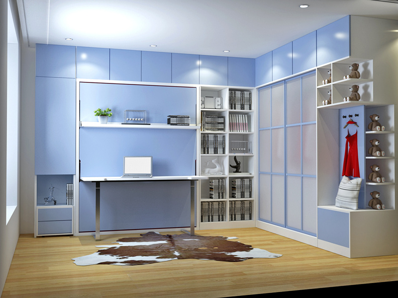 Transforming Wall Bed with Bookshelf and Study Desk