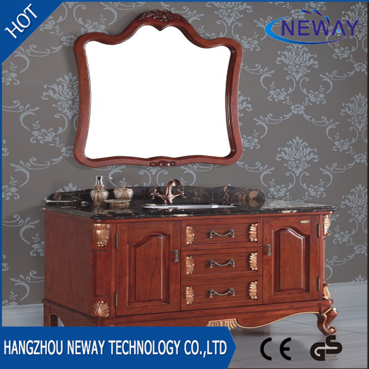 Antique Design Floor Standing Solid Wood Bathroom Sink Vanity