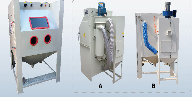 Sandblast Cabinet with Gloves, Pedal, Gun, Nozzles and Built-in Dust Collector