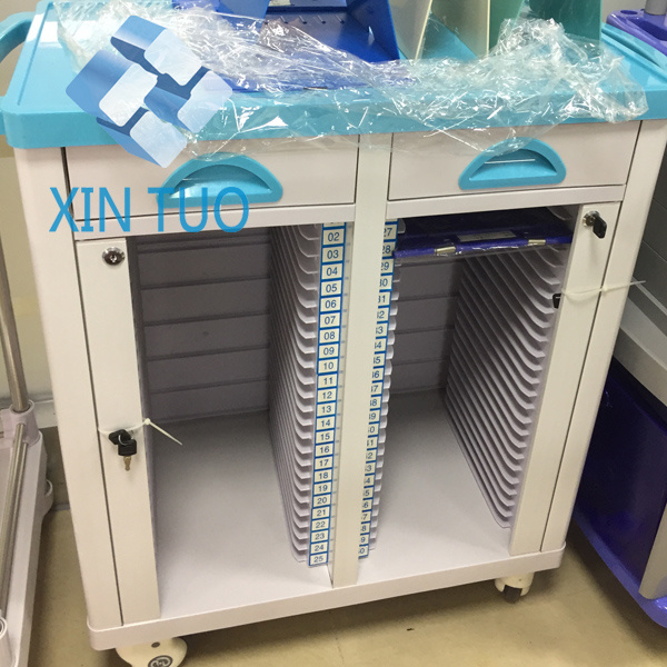 Factory Direct Price ABS 30 Grids Single Medical Patient Record Trolley for Hospital Use