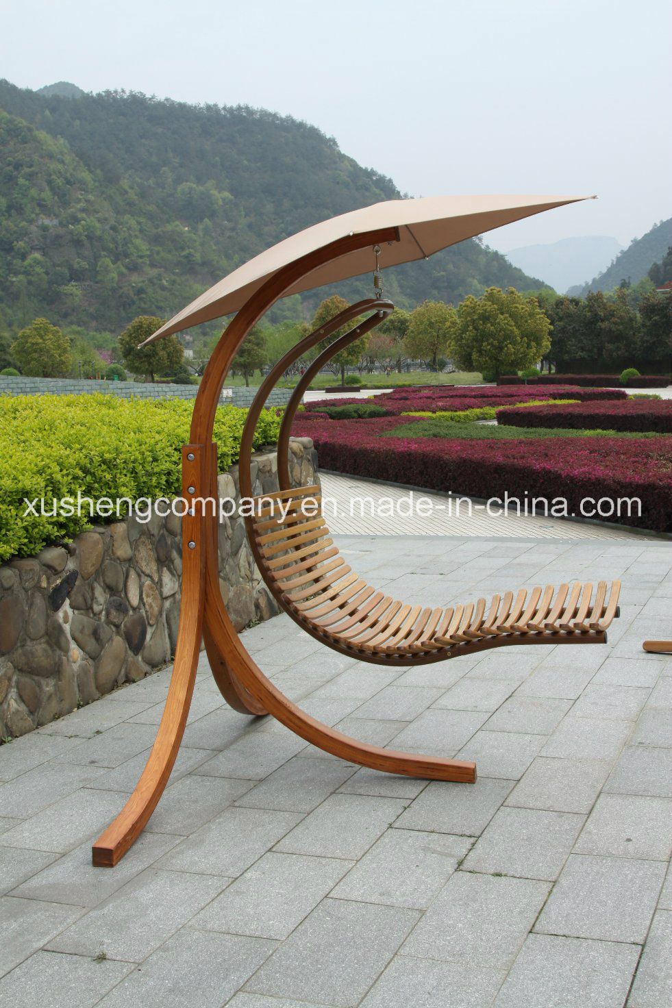 Wood Frame Outdoor Balcony Garden Patio Hanging Swing Chair