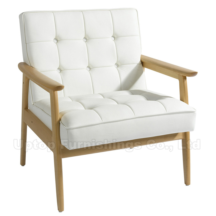 Hotel Leather Upholstery Wooden Lounge Armrest Chair (SP-EC729)