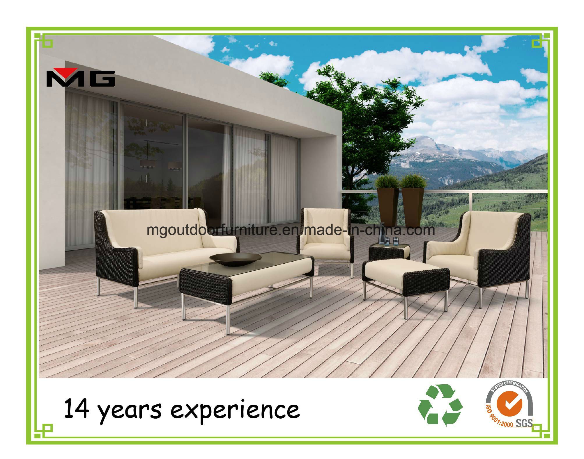 Outdoor Living Furniture Rattan Garden Sofa Deep Seat