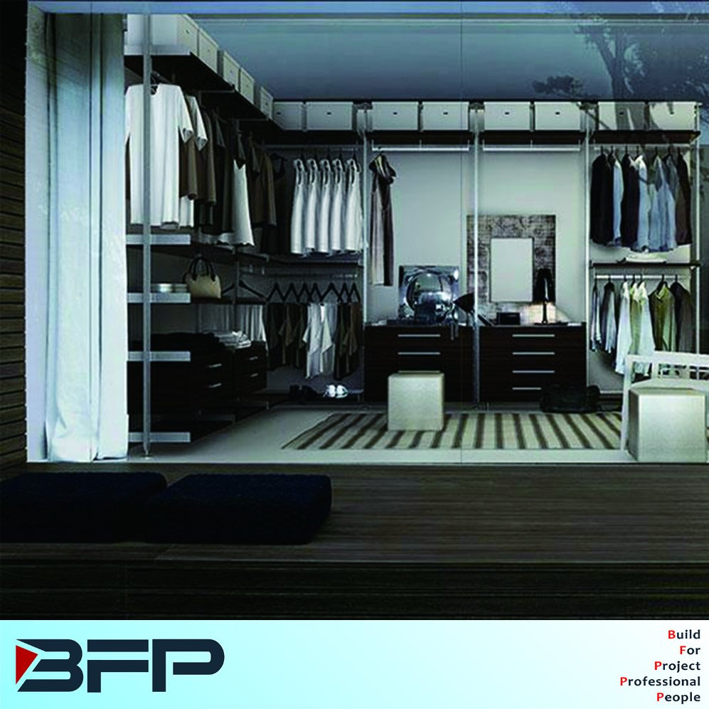 Home Furniture Walk in Wardrobe with Opening Shelves Closet