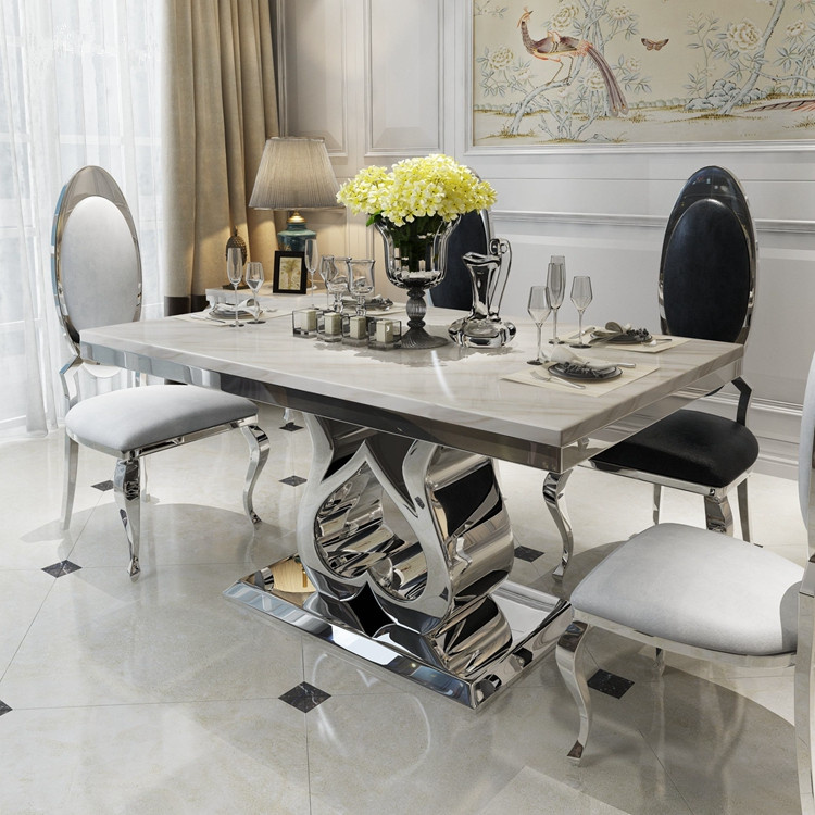 Modern Dining Room Furniture Stainless Steel Love Dining Table Set