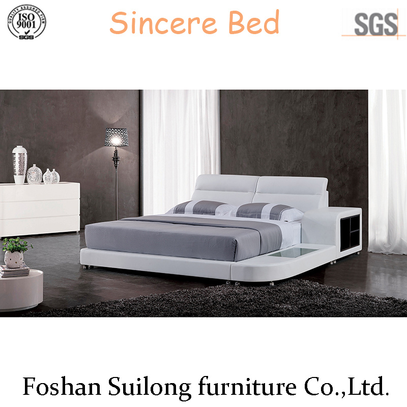 8001 Real Leather Modern Bed