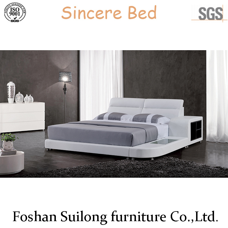 Ys7001 Real Leather Modern Bed