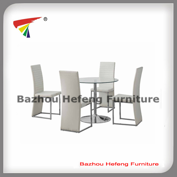 Round Tempered Glass Dining Set Table and Chair (DT035)