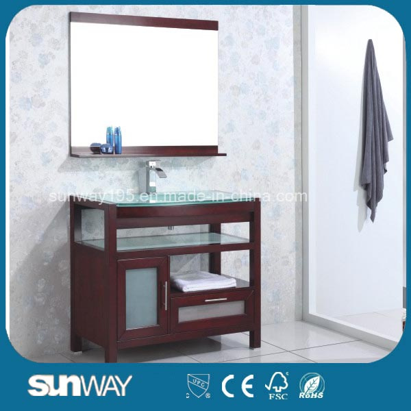 Floor Standing Solid Wood Bathroom Cabinet with Sink