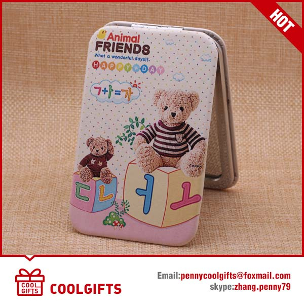 Rectangle Folding Compact Ceramic PU Makeup Mirror for Christmas Gift