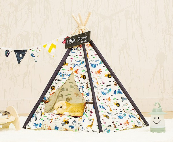 Soft Pet Tent Outdoor Wooden Teepee Washable Durable Foldable Small Dog and Cat Tent Dog Bed