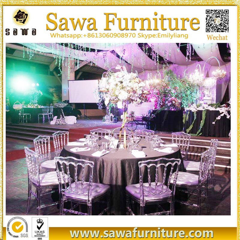 Fireproof Waterproof PC Clear Resin Napoleon Chair for Wedding