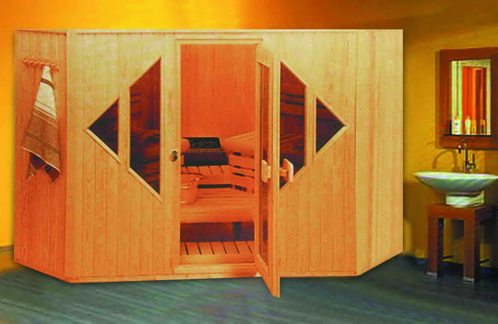 5-6 People Dry Steam Transom Window Solid Hemlock Wooden Sauna (M-6002)