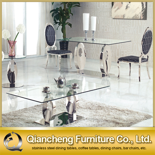 Eurpean Style Tempered Glass Stainless Steel Coffee Table