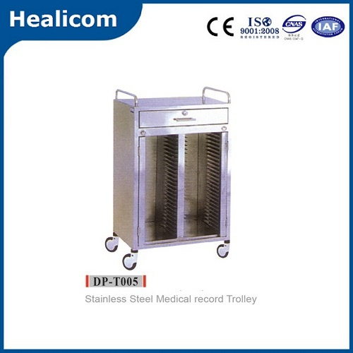 Dp-T005 High Quality Hospital Stainless Steel Record Trolley