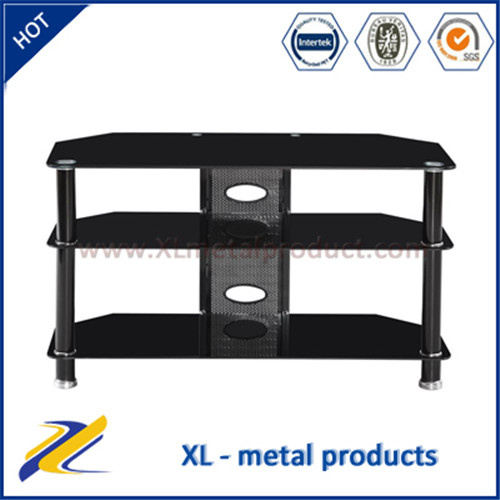 2016 Modern Design Black Metal Glass LCD TV Stand