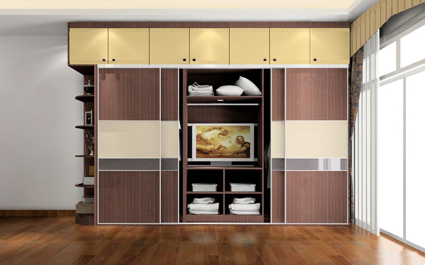 2017 Fashion Bedroom Furniture-Wardrobe Cabinet and Bed Set (zy-011)