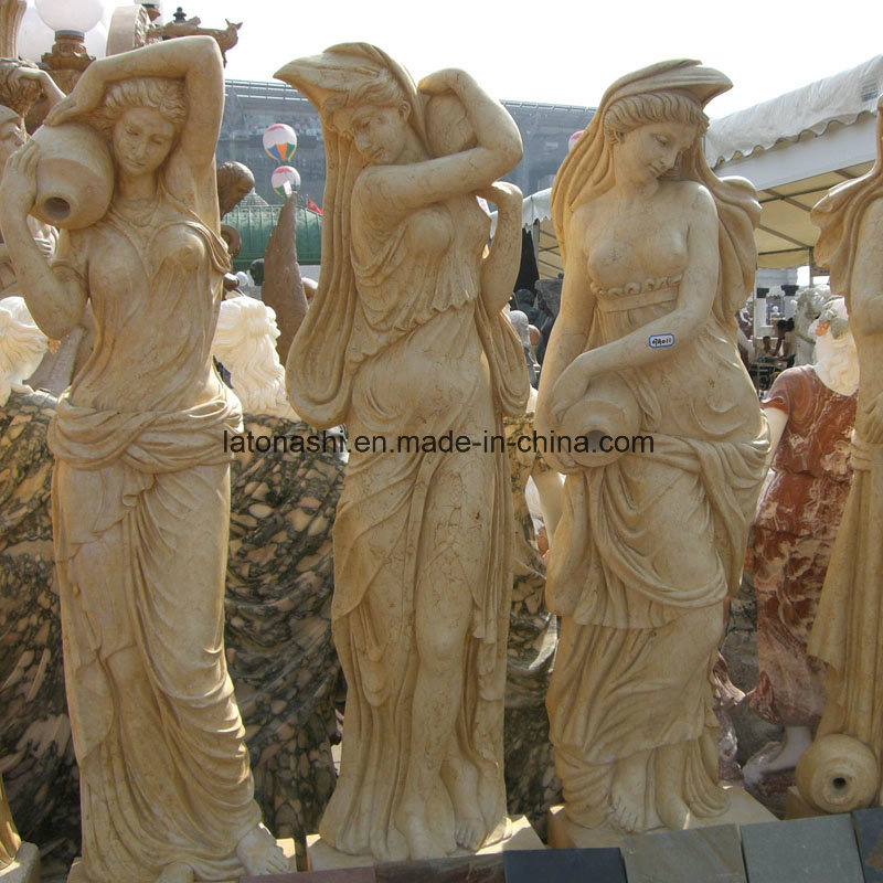 Yellow Marble Sculpture for Garden Fountain
