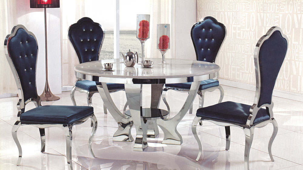 Cheap Silver Stainless Steel Round Dining Table for Wholesale