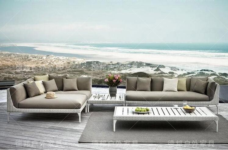 5 Pieces PE Rattan Sofa Set with Cushion Rattan Furniture
