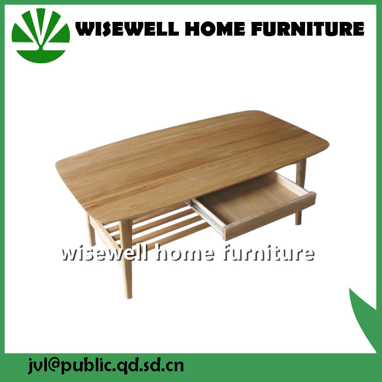 Solid Oak Wood Living Room Coffee Table with Drawer (W-T-857)