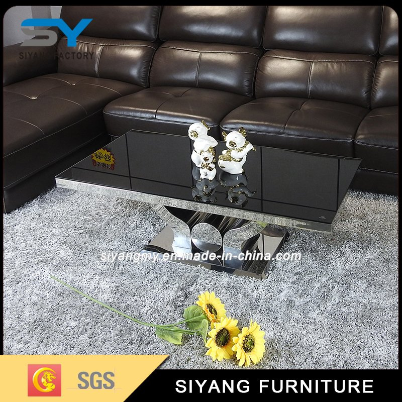 Home Furniture Center Table Black Glass Coffee Table Tea Table