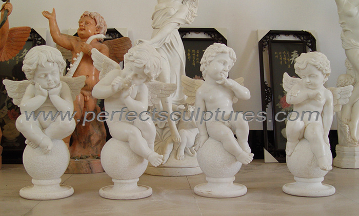 Stone Marble Carving Cherub Sculpture Angel Statue (SY-X0156)
