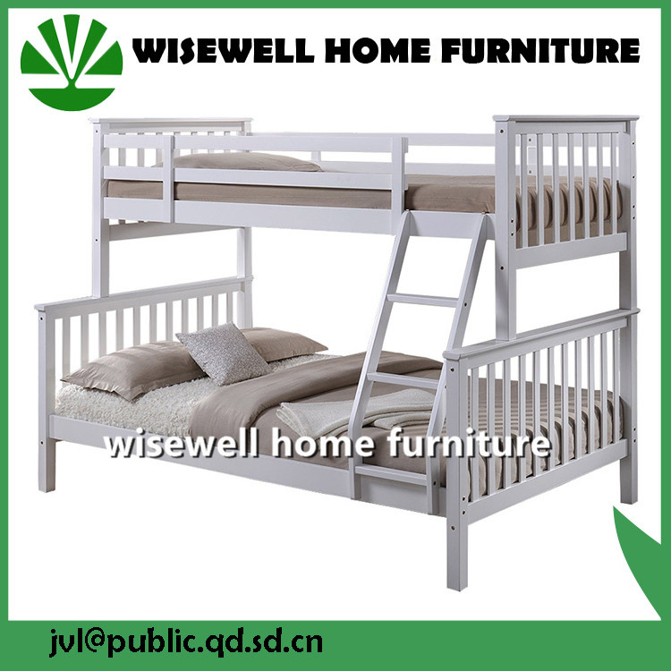 Pine Wood Triple Bunk Bed Modern Bedroom Furniture for Three Sleeper