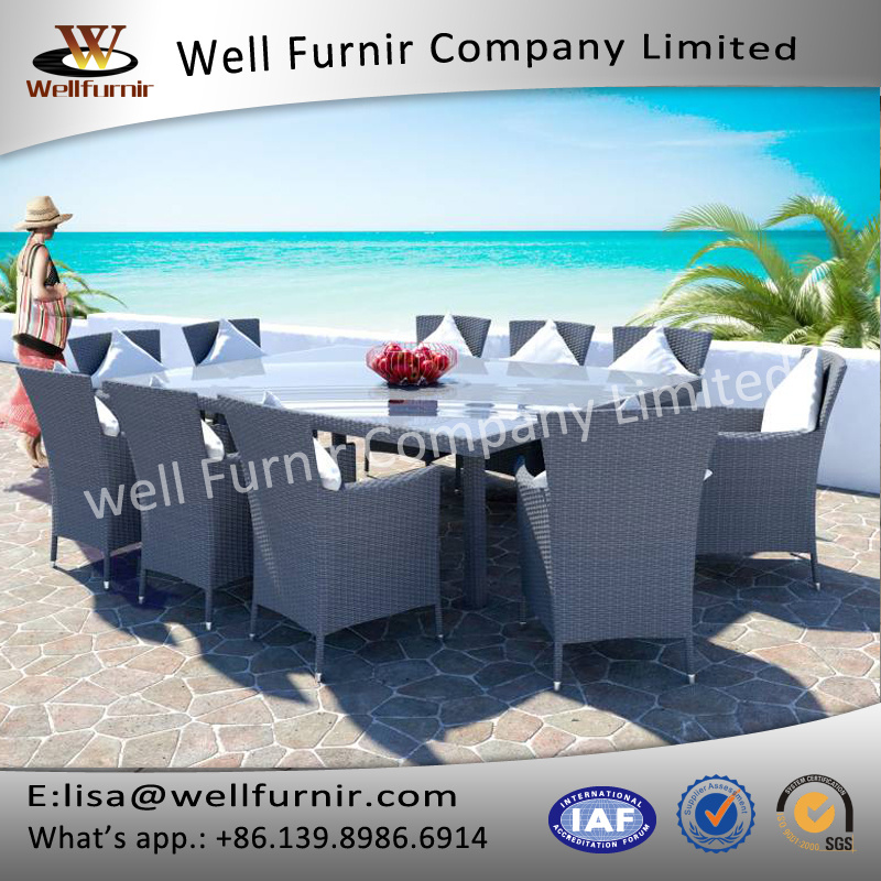 Well Furnir T-062 Royal White 10-Seater Dining Rattan Set