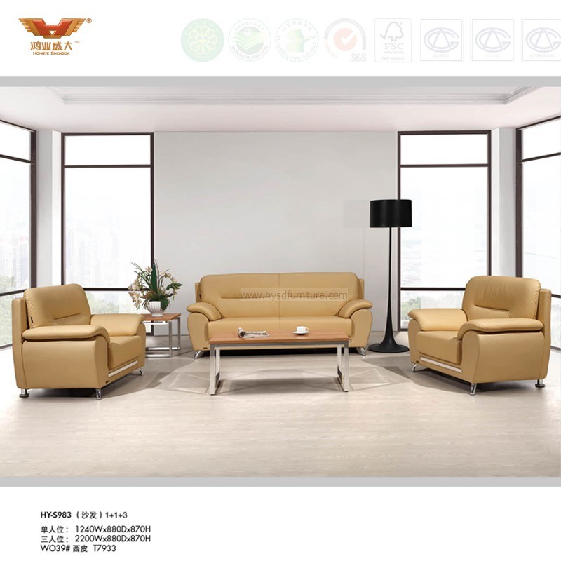 Modern Design Office Leather Sofa Covered with Metal Leg (HY-S983)