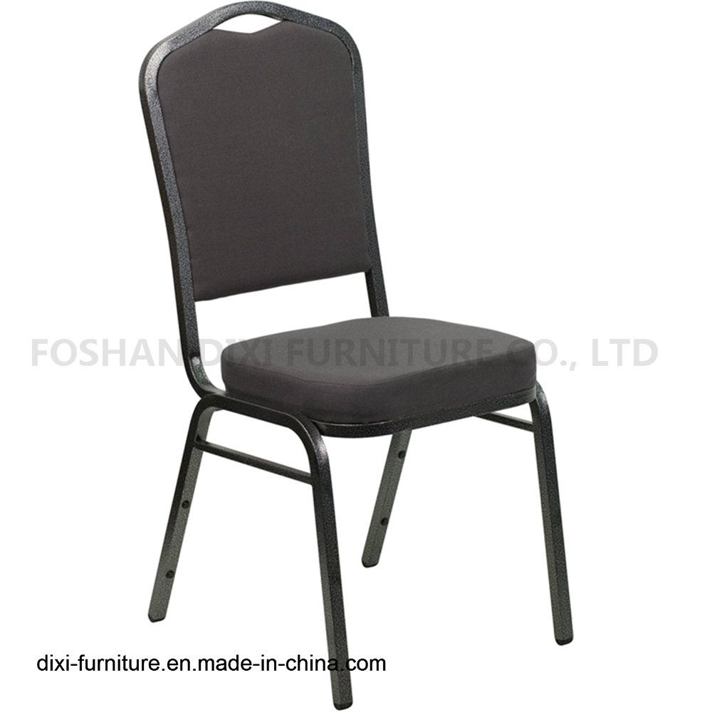 Hotel Furniture Crown Back Stacking Banquet Chair with Gray Fabric and Mould Foam