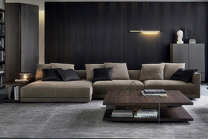 Living Room Furniture Italy Modern L Shape Sectional Fabric Sofa Corner Sofa