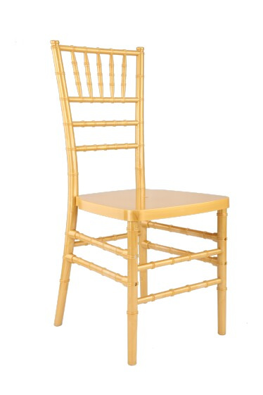 Durable Gold Resin Chiavari Chair with Fabric Cushion