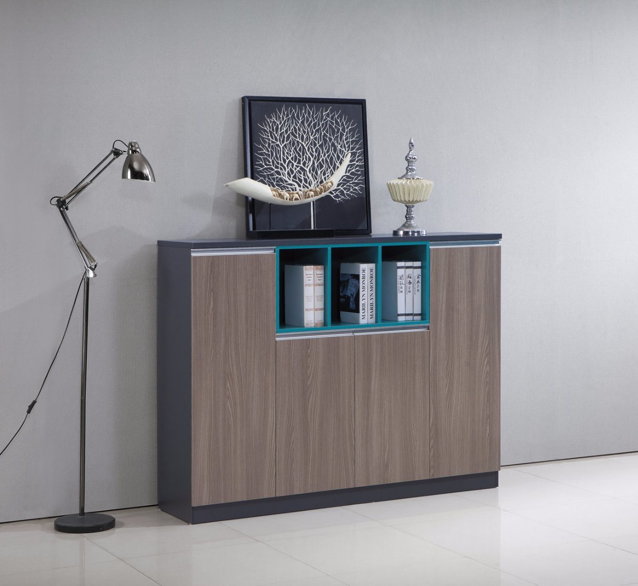 4-Doors New Design Melamine Cupboard Wine Office Wooden Cabinet