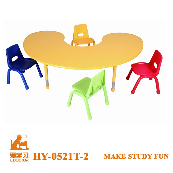 Half-Moon Yellow Height Adjustable Kids Activity Tables with Laminated Top