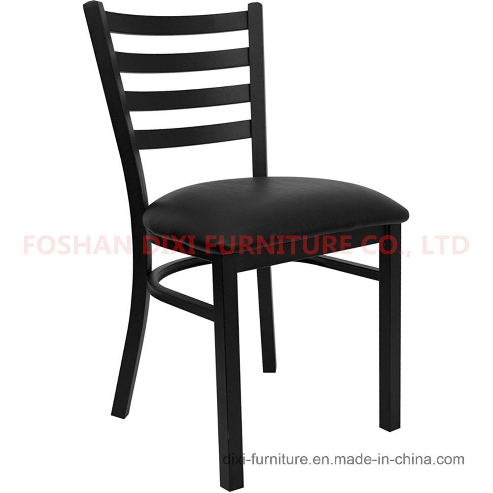 Restaurant Furniture Ladder Back Metal Chair with Vinyl Seat