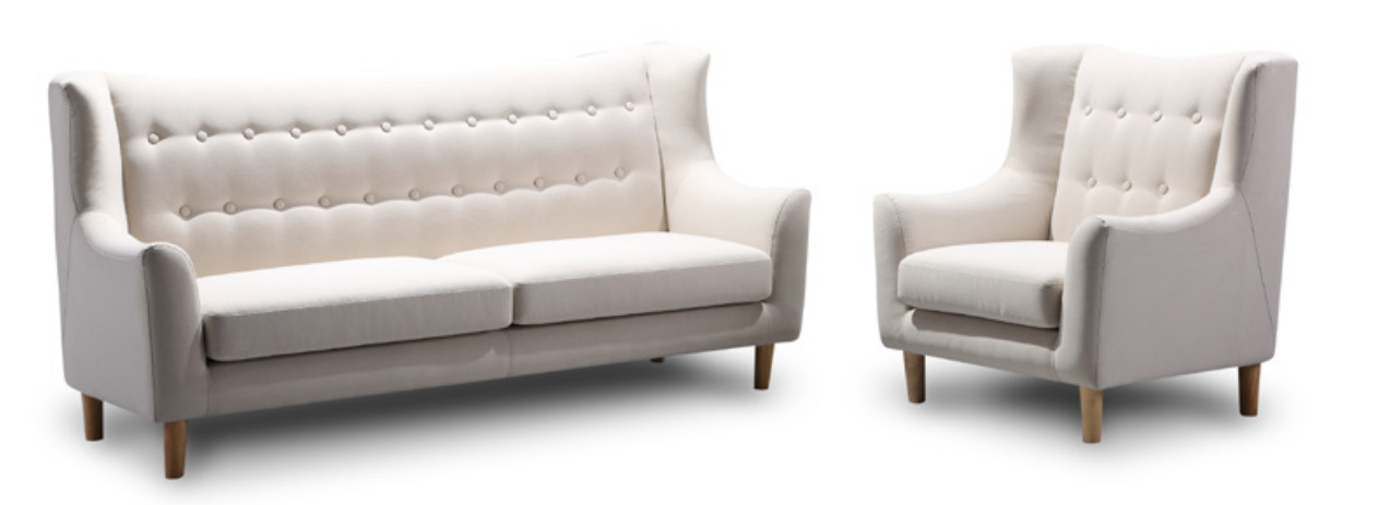 Fabric Sofa with Wood Leg